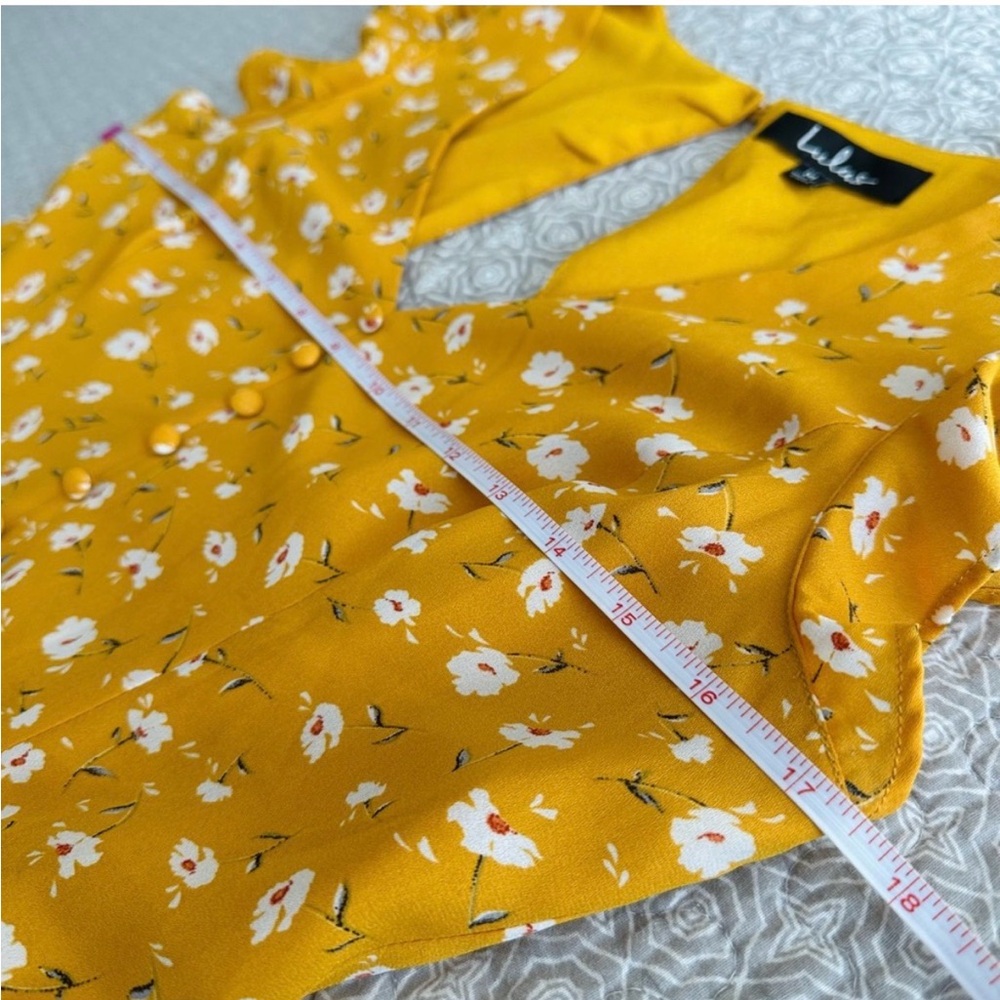 Lulu’s NWT Mustard Yellow Floral Backless Maxi Wedding Guest Dress Size Medium - Picture 11 of 13